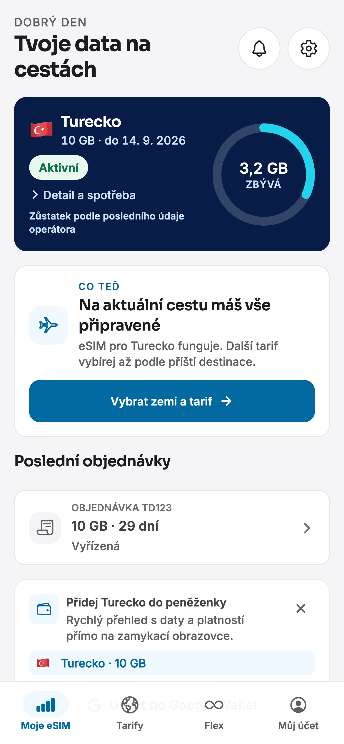 Mobilní aplikace TvojeData na telefonu