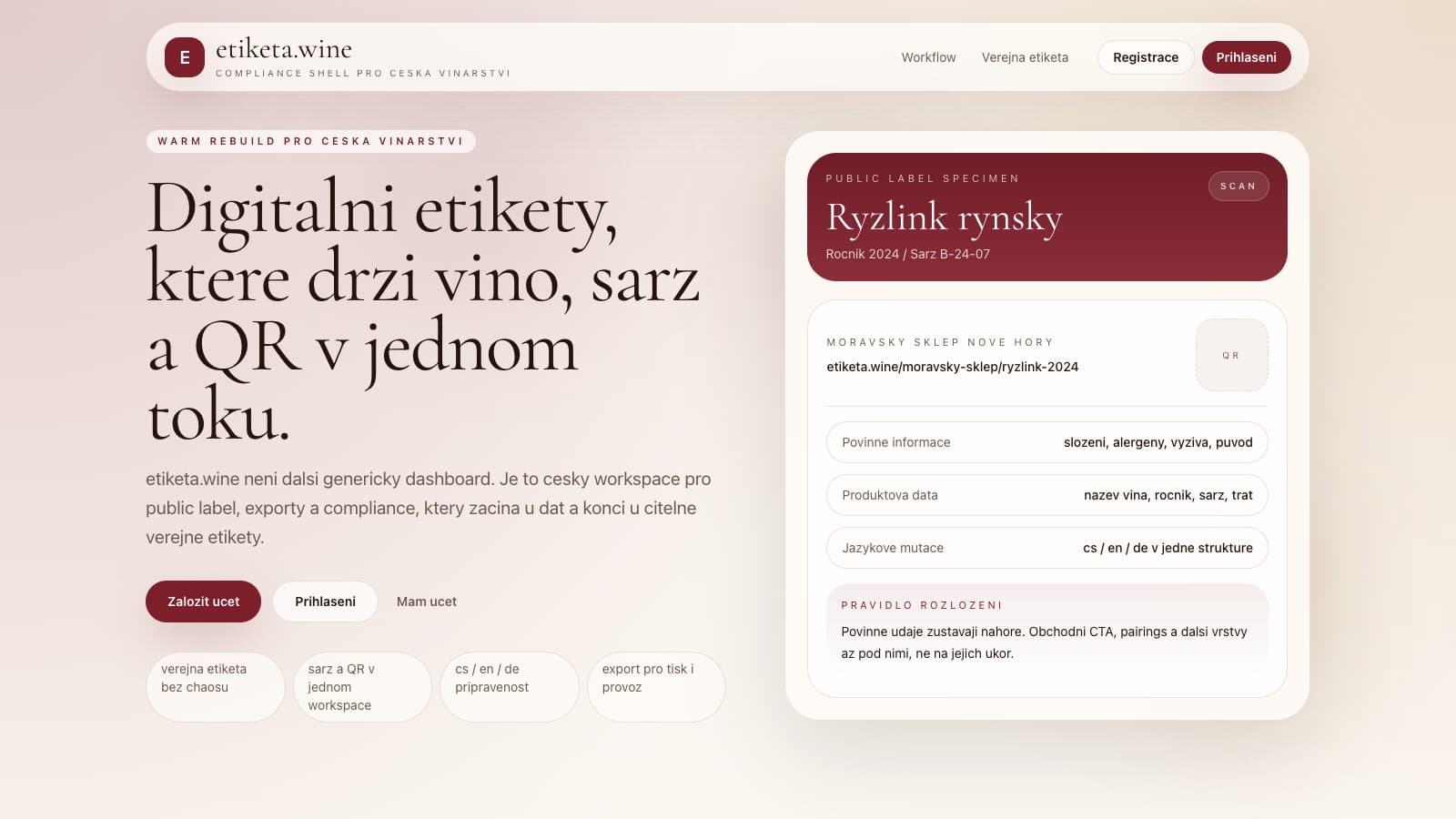 Ukázka projektu Etiketa.wine